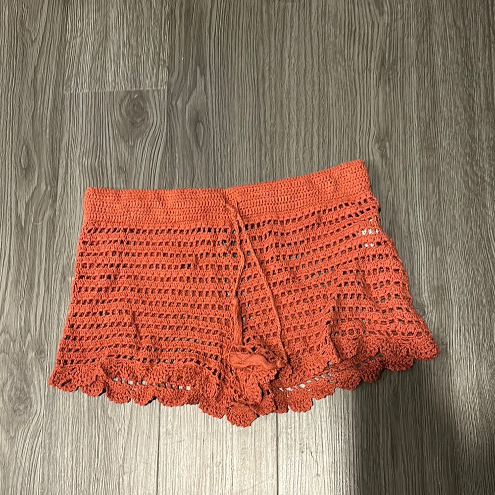 Crochet Lace Women Shorts - Orange